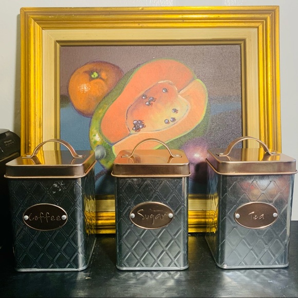 Coffee sugar and tea rose gold and silver kitchen canister ☕️ - Picture 3 of 14